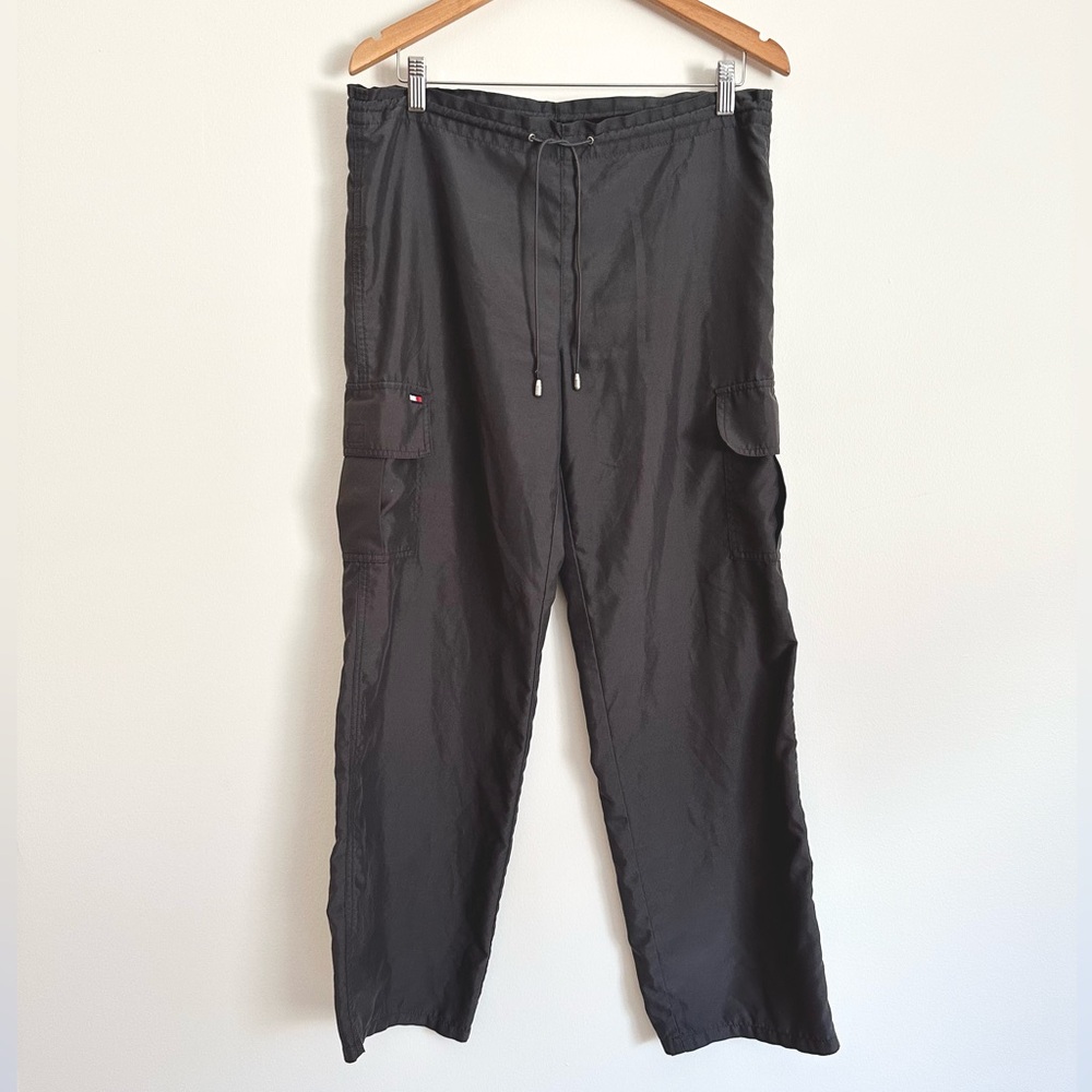 Y2K Vintage Wide Leg Tommy Hilfiger Cargo Pants with Elastic Cord Waistband